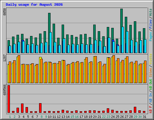 Daily usage for August 2026