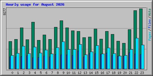 Hourly usage for August 2026